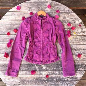Vintage Rare United Colors of Benetton Purple Jean Jacket Made in Italy sz 38